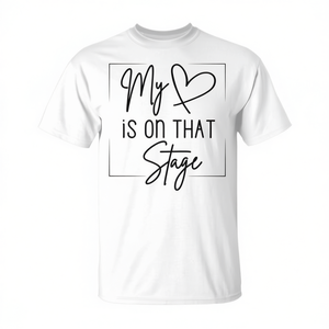 T-shirt My Heart Is On That Stage blanc unisexe pour adulte, col rond, manches courtes, impression numérique - Product Image 3
