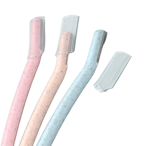 Eco-friendly Women's Eyebrow Trimmer Pink Dermaplaning <b>Tool</b> Biodegradable Wheat Straw Razor for Hair Removal Nature-Friendly - Product Image 6