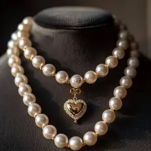 Neue Süßwasserperlen-Edelstahl-Perlen-Halsband Luxus-Zirkone-Anhänger 18k-Gold galvanisierte Halskette