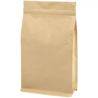 Sacs d'emballage pour grains de café personnalisés en kraft à fond plat, étanches à l'humidité, refermables avec fermeture éclair, impression sérigraphique PE, 8oz, 12oz, 16oz