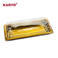1102 Plateau d'assiette d'emballage de boîte à sushi de collation de saumon en plastique transparent rectangulaire écologique avec couvercle transparent