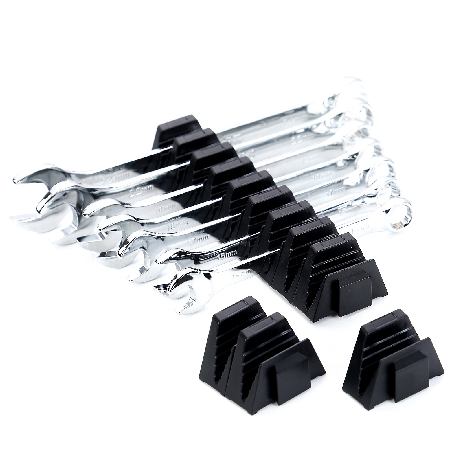 WORKPRO 2-Piece Magnetic Wrench Organizer Wrench Rack Tool Trays, 24 Slots Wrench Holder Fits SAE (5/16" To 3/4") And Metric (9 Mm To 20 Mm), Premium