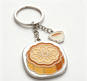 Custom Enamel Mooncake Keychain Metal <b>Bag</b> Charm Logo <b>Key</b> <b>Ring</b> Festival Souvenir Gift - Product Image 1