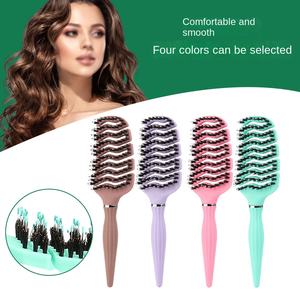 Poils de sanglier en plastique Vague creuse Big Bend Spareribs Peigne de massage pour cheveux bouclés à <span class=keywords><strong>crinière</strong></span> de porc pour <span class=keywords><strong>la</strong></span> coiffure - Product Image 2