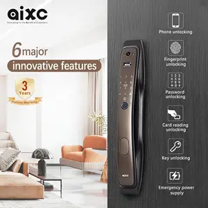 AIXC Smart Door Lock wifi tuya ttlock waterproof Apartment Intelligent Zinc Alloy camera Bluetooth security phone APP screen