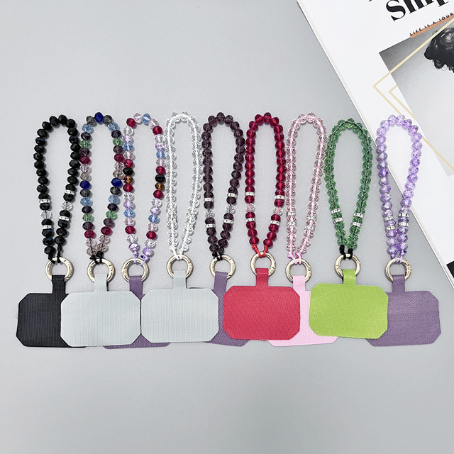 Crystal Beaded Mobile Phone Wrist Strap Lanyard Chain Universal Luxury Anti Loss Camera Cell Phone case Hand Short Bracelet Rope