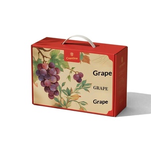 Custom Sun Shine Rose Grape Boxes Luxury Corrugated Picardy Fruit <b>Gift</b> <b>Basket</b> Carrier Handbag - Product Image 1