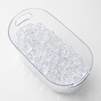 Seau à glace ovale transparent en acrylique de 5 L avec poignées, bac à boissons empilable pour bar, fête, mariage, refroidissement des boissons