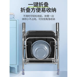 Chaise de toilette portable en acier inoxydable avec dossier pour personnes âgées et femmes enceintes, chaise d'hôpital pliable pour personnes handicapées - Product Image 5