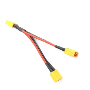 Arnés de cable en Y XT60 de fábrica, 12 AWG, con una conectora hembra y dos conectores macho, que permite conectar dos baterías en paralelo - Product Image 4