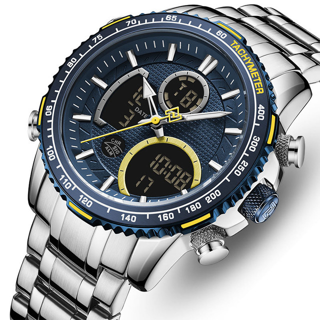 Luxury Brand Men Quartz Watch Stainless Steel Strap Analog Chronograph Calendar Wrist Watches Sport Men Wristwatch