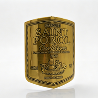 Étiquette de bouteille de vin en métal gaufré personnalisée, en aluminium plaqué or, en étain, en alliage de zinc, pour champagne et spiritueux