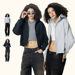 Sudadera con Capucha y Cremallera para Mujer, Estilo Holgado, Tejido Grueso y Transpirable, Estampado Desgastado, Personalizable, Estilo Casual de Invierno, Fabricada por el Fabricante - Product Image 2