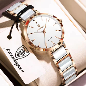 Montre à quartz élégante pour femmes Poedagar 505, de haute qualité, étanche, boîtier rose, bracelet en acier, montre à quartz analogique pour femmes - Product Image 3