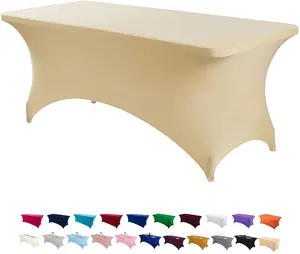 Massage Table Cover Sheets 6FT Spandex Table Cover Rectangular Stretch Spandex Tablecloth Champagne 6FT
