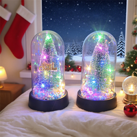 Top vente LED arbre de Noël en verre dôme Mini arbre de Noël décoration de Table créative cadeau Unique pour les décorations de Noël