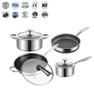 Bộ nồi chảo chống dính tổ ong 4 món thân thiện với môi trường có nắp kính |   Chảo inox 304/316 - Product Image 4