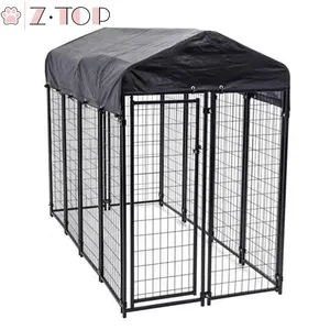 Kaynaklı örgü ekstra büyük çift köpek kulübesi açık kafes çit panelleri gölgelik ile