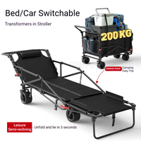 Chariot de camping portable 2-en-1 à dégagement rapide et lit pliant – Conception polyvalente pour le camping, la plage et le jardin (lit de remorquage)