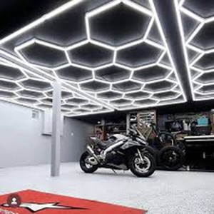 Fábrica alta eficaz detalhando supermercado carro oficina ginásio hexágono néon luz - Product Image 5