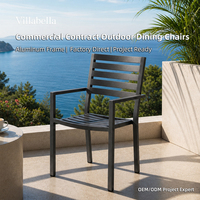 Chaise de salle à manger d'extérieur moderne empilable en aluminium, revêtement poudré, mobilier de patio en métal, fauteuil de bistrot, chaises de jardin commerciales
