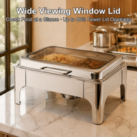 Chauffe Plat Buffet Marmite Chauffante en Acier Inoxydable avec Couvercle et Support pour Restaurant Hôtel Traiteur