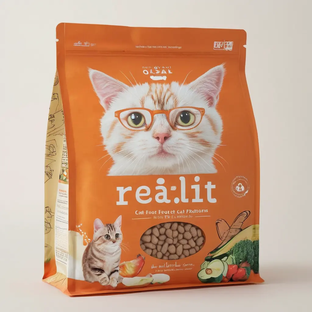Individuelles Logo bedruckte Kunststoff-Mylar-Verpackung für Haustierfutter Gefrierschließbare wiederverschließbare Seitenzaule Verschluss aus Kraftpapier Trocken-Katzen-Hunde-Kleinkießbeutel