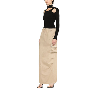 Falda Larga de Lino para Mujer, Estilo Verano, Plisada, Cintura Alta, Tejida, con Cremallera, para <span class=keywords><strong>Oficina</strong></span>, Retro, Vintage, Elegante - Product Image 3