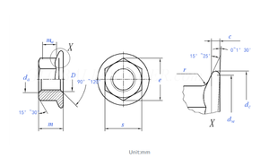 Écrou à surface conique en acier inoxydable 304, hexagonal, antidérapant, anti-desserrage, métrique M3-M12, classes 4.8/8.8, droite/gauche - Product Image 2