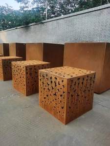 Modern Square Corten Steel Path Lighting Metal <b>Led</b> Bollards <b>Light</b> <b>Box</b> - Product Image 4