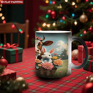Magic Color Changing Mug 11oz <b>Ceramic</b> Heat Activated Frosted Black Novelty Gift <b>Cup</b> - Product Image 2