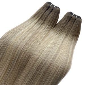 Vente en gros populaire : Cheveux humains vierges 100% naturels, double trame, tissage à la machine, légers, confortables, volume et coiffage, couleur Balayage - Product Image 2