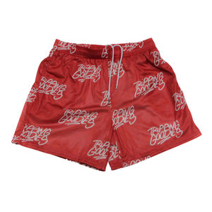 Tripping Goodies Short en maille rouge pour hommes, respirant, avec cordon de serrage, vêtements de sport décontractés - Product Image 1