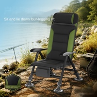 Chaise de pêche pliante de style européen, chaise de pêche à la carpe avec repose-pieds réglables, dossier inclinable, fauteuil de camping extérieur