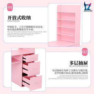 Table de manucure rose Hongzi avec aspirateur intégré et rangement pour salons de manucure - Product Image 4