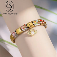 Ensemble de bracelets italiens pour la Saint-Valentin, en acier inoxydable, bijoux modulaires DIY, cadeau fait main, or rose, accessoires pour filles