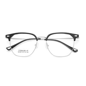 Montures de lunettes tendance pour hommes demi-cerclées M6189 en titane IP, monture moyenne, verres optiques en acrylique - Product Image 1