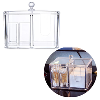 Boîte de rangement rectangulaire en acrylique PS avec couvercle transparent, moderne et minimaliste, pour organisation de vanité et compartiments pour cotons démaquillants
