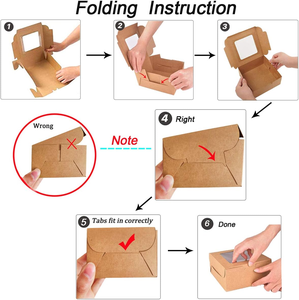 Petites boîtes en papier brun pour boulangerie, boîtes en papier pliables pour cadeaux, boîtes en papier pour aliments, pour petites pâtisseries, mini gâteaux, boîtes à friandises - Product Image 6