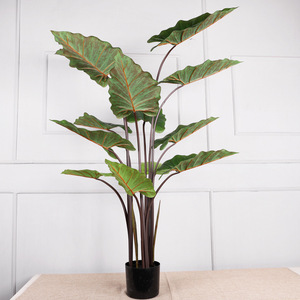 Planta Artificial de Taro Arcoíris Qihao, Grande, para Decoración de Interiores, Hojas de Plástico de Alta Simulación - Product Image 2