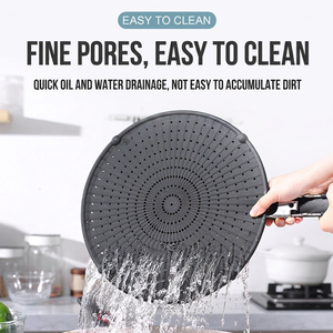 Écran anti-éclaboussures en silicone avec poignée en acier, grand pare-éclaboussures pliable résistant à la chaleur pour la cuisson, la friture et la protection contre les éclaboussures d'huile - Product Image 3