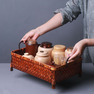 <b>Bamboo</b> Woven Basket Storage Box 50x40x30cm Square Kitchen Organizer Food <b>Container</b> Tray - Product Image 2