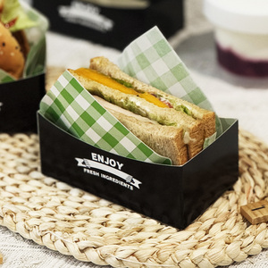 Porta pranzo Hamburger Sandwich Stick di patate dolci in ristorante bar nero vassoio di carta aperta - Product Image 3