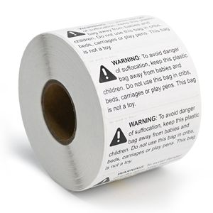 Choking Hazard Warning Labels 5.08cm x 2.54cm, 1000 <b>Stickers</b> Per <b>Roll</b> Safety Packaging Tags - Product Image 1