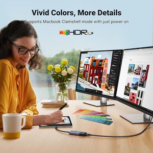 Adaptador UGREEN USB C <span class=keywords><strong>a</strong></span> <span class=keywords><strong>HDMI</strong></span> 2.1, 8K 60Hz, 4K 240Hz, Conversor Thunderbolt 4/3 <span class=keywords><strong>a</strong></span> <span class=keywords><strong>HDMI</strong></span>, 48Gbps, HDR, HDCP2.3, Dolby DSC1.2A, Trenzado - Product Image 5