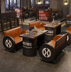 Creative <span class=keywords><strong>Pub</strong></span> Dining Bar Bar sofa <span class=keywords><strong>Table</strong></span> and Chairs phong cách công nghiệp rõ ràng thanh KTV sắt sofa Booth - Product Image 1