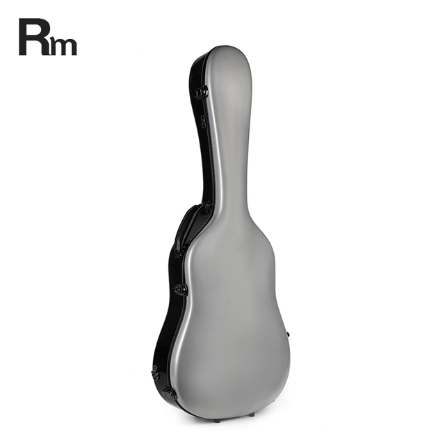 Stylish Design Fiberglass Acoustic Guitar Hard Case Solid Cover High Quality Grey/Black Gel Coat Exterior Crush Velvet Interior