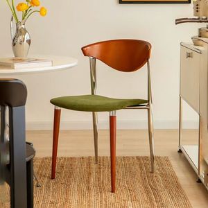 Chaise de salle à manger en bois massif rétro nordique, rembourrée, pour la maison - Product Image 2