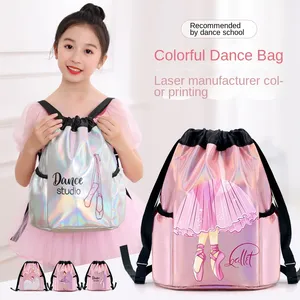 Nova grande capacidade ombro mochila ballet prática roupas armazenamento meninas dança a laser saco infantil