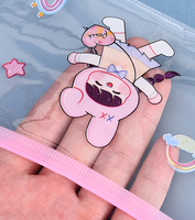B2 dessin animé sac à fermeture éclair mignon fille stylo sac étudiant papeterie Simple PVC étanche transparent crayon ziplock sac